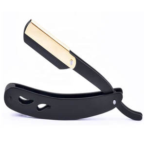 Maquinilla de afeitar recta profesional de una sola hoja de acero inoxidable, nueva y desechable, recubierta de negro y oro, Bikini de afeitar, barberos, Rosa bebé - Product Image 1