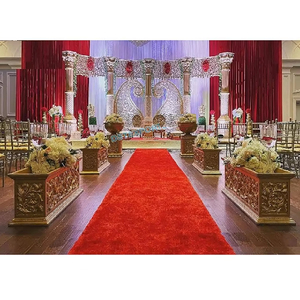 Boda asiática Grand Stage Cum Mandap Decoración Boda hindú Golden Stage Cum Mandap Tradicional Royal Wedding Stage Decoración - Product Image 1