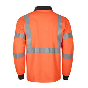 Chemises personnalisées haute visibilité Polo orange à manches longues et réfléchissant Vêtements de travail résistants au feu de sécurité Polos pour la construction - Product Image 3