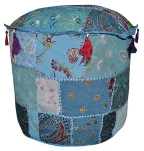 Best Quality SILKGRAM 100% Cotton Zipper Bohemian Indian Patchwork Ottoman <b>Decorative</b> Floor <b>Pillow</b> for Home Hotel Hospital Use - Product Image 3