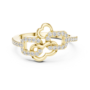 Anillo de compromiso con diamantes cultivados en laboratorio, diseño de corazones entrelazados y elegantes detalles laterales |   Anillo de Plata de Lujo Romántico y Tradicional para Novia - Product Image 6