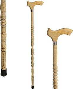 Handcrafted Folding Trekking <b>Pole</b> Left-Handed Cobra Head Handle in Chrome Brass with Natural <b>Wood</b> Grips for Hiking - Product Image 5