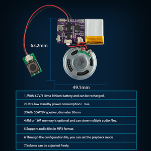 Jx7004 4m có thể sạc lại đồ chơi âm thanh Mô-đun Chip với USB tải về âm thanh push button có thể chơi được loa - Product Image 4