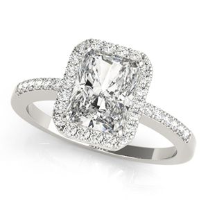 Radiant Cut Diamond Halo con acentos Conjunto nupcial Anillo de bodas para ella/Mujer/Anillo de diseño pesado - Product Image 1