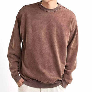 Sudadera de Cuello Redondo Extra Grande para Hombre al por Mayor, Sudadera de Algodón 100% Premium, Sudadera con Capucha Lavada al Ácido Personalizada - Product Image 1