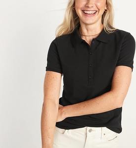 <b>Black</b> <b>Women</b> <b>Polo</b> <b>Shirt</b> Short Sleeve Embroidered Logo Cotton Blend Casual Business Golf Tee Custom Teamwear - Product Image 6