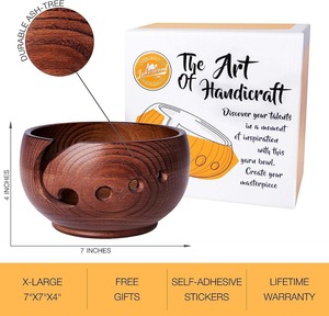 Cuenco de hilo de madera grande hecho a mano de primera calidad para tejer ganchillo costura hermoso soporte de hilo Regalo para mamá - Product Image 4