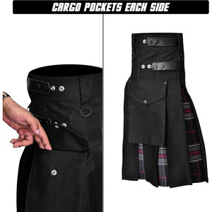 Kilts utilitaires hybrides MacGregor en tartan rouge et noir pour hommes, kilt traditionnel écossais 2026 - Product Image 2
