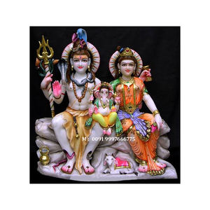 Statue de Shiv Pariwar en marbre blanc, position assise avec les mains sur les genoux, pour temple et décoration intérieure, au meilleur prix. - Product Image 5