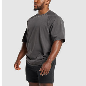 T-shirt à épaules tombantes de grande taille pour homme 100% coton personnalisé 280 GSM fentes latérales Style Streetwear - Product Image 4