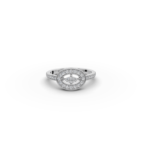 Bague ovale en or jaune 14K, platine et rhodium, sertie d'un halo géométrique, certifiée IGI, idéale pour les fiançailles - Product Image 6