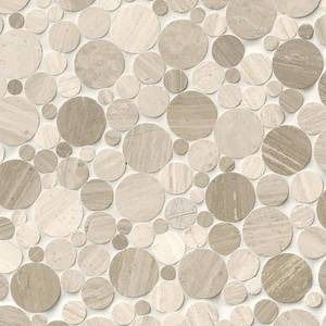 Mosaïque murale intérieure Serenity Stone 12 x 12, carreaux ronds résistants à l'eau, 8 mm d'épaisseur, motif galets de marbre - Product Image 1