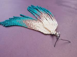 ต่างหูลูกปัดแก้วดีไซน์ทันสมัยประดับด้วยเทอร์ควอยซ์และพู่ห้อยระย้า ของขวัญเครื่องประดับสุดพิเศษจาก MS Handicraft - Product Image 3