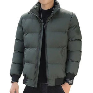 Manteau d'hiver en duvet matelassé personnalisé de la meilleure qualité pour hommes, toile brillante à la mode promotionnelle avec col montant - Product Image 5