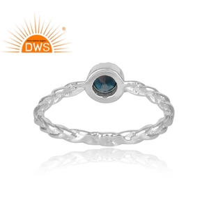 Diseñador hecho a mano fina plata esterlina natural Londres Topacio Azul piedra preciosa anillo apilable joyería fabricante - Product Image 5