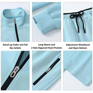 Conjunto de sudadera transpirable a prueba de viento para hombre de dos piezas informal con estampado personalizado con chaqueta cortavientos y cremallera - Product Image 2