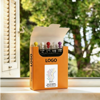 Coffret découverte de mini-parfums en forme de boîte à cigarettes en papier artistique créatif, 5 flacons colorés avec bouchon à bille, doublure en éponge, logo personnalisé pour le voyage