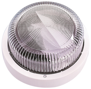 Lampada da parete rotonda impermeabile senza griglia, bianca IP44 (Fenoplastica 7210B) - Product Image 1