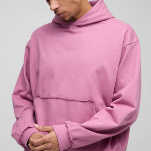 Pull à capuche vierge personnalisé pour hommes logo imprimé personnalisé couleur unie poids lourd confortable streetwear basiques sweats à capuche pour hommes - Product Image 2