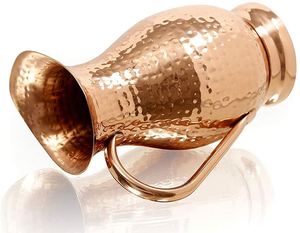 Pichet à eau moderne et luxueux de 1,5 L en cuivre pur avec poignée et base en laiton pour le vin de fête, bénéfique pour la santé. - Product Image 2