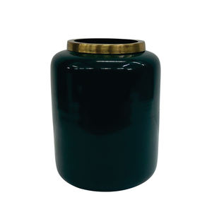 Florero hecho de hierro para decoración interior, florero de color verde y dorado, diseño americano, personalizado a granel para habitación - Product Image 1