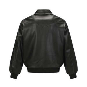 Ropa de hombre nueva moda chaqueta de piel sintética de alta calidad 2025 logotipo bordado PU chaqueta High Street chaqueta de cuero disponible - Product Image 2