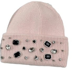 หมวกไหมพรมฤดูหนาวขายส่งจากโรงงาน อบอุ่น เงางาม สั่งทำโลโก้ได้ เนื้อนุ่ม หรูหรา ลายแจ็คการ์ด ประดับคริสตัล - Product Image 1