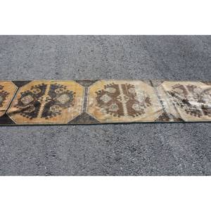 Alfombra de área grande turca Vintage 22 X 11.3ft Material de lana de diseño de retales marrón beige clásico con respaldo de látex para la habitación de los adolescentes - Product Image 3