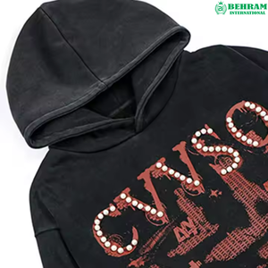 เสื้อฮู้ดดี้ฤดูหนาวแบบยูนิเซ็กซ์ ผ้าฝ้าย 100% หนัก 600 กรัม ผ้าเฟรนช์เทอร์รี่ พิมพ์โลโก้ตามสั่ง พิมพ์ลายสกรีน ประดับด้วยคริสตัล  เสื้อสเวตเชิ้ตแบบสวมหัว - Product Image 4
