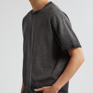 Camiseta Vintage con lavado ácido para hombre, ropa de calle de algodón 100% personalizada, tela de punto corta de gran tamaño de peso pesado - Product Image 5