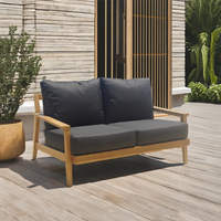 Canapé 2 places en teck de style nordique moderne, élégant pour l'extérieur, patio, jardin, piscine, OEM/ODM, livraison directe d'usine