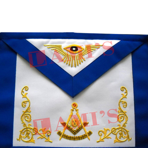 Delantal de oro de dos tonos Past Masters Precio al por mayor Bordado hecho a mano Masonic Regalia Delantal - Product Image 5