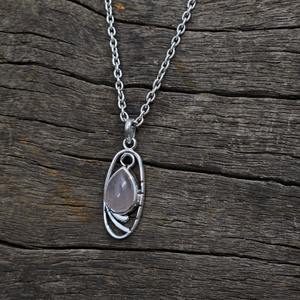 จี้เงินมีสไตล์พร้อมโรสควอตซ์สวมใส่ได้ทุกวันจี้และเครื่องรางสวยงาม - Product Image 5