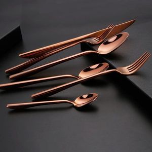 Juego de cubiertos de metal de acero inoxidable mate de diseño minimalista para cocinas modernas comedor contemporáneo casas elegantes - Product Image 3