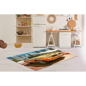 Alfombra Amarilla con Diseño de Auto Pontiac: Alfombra Decorativa de Estilo Vintage, Alfombra Delgada No Tejida - Product Image 5