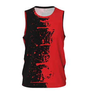 Uniforme de Baloncesto Personalizado Rojo y Negro para Hombre, Diseño Sublimado con Salpicaduras, Conjunto de Camiseta y Pantalones Cortos para Equipo - Product Image 2