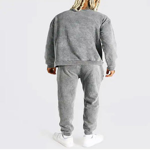 Sweat à capuche surdimensionné et pantalon évasé de couleur unie délavé à l'acide de grande taille Baggy lourd survêtement pour hommes, nouvel arrivage - Product Image 6