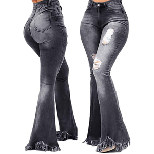 Jeans à jambes larges pour femmes, coupe droite rétro, jeans larges, vêtements décontractés sexy, jeans pour femmes, pantalon déchiré, respirant, OEM - Product Image 2
