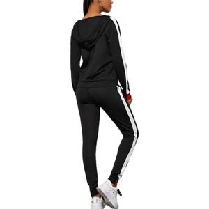 ชุดวอร์ม2ชิ้นมีฮู้ดสำหรับผู้หญิง, ชุดวอร์มกางเกงวิ่งพร้อมกระเป๋าสีพื้นสำหรับฤดูหนาว - Product Image 5