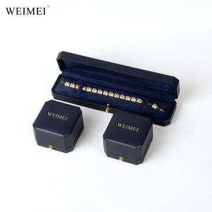 Weimei กล่องเครื่องประดับงานหัตถกรรมหัตถกรรมหนังสีฟ้าปั๊มร้อนงานออกแบบได้ตามต้องการสำหรับแกนกลางด้านในที่ปรับแต่งได้ - Product Image 4