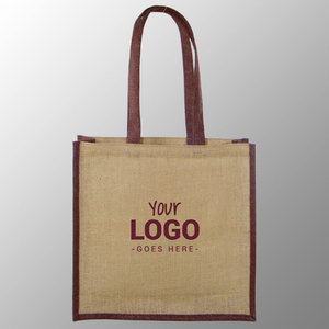 Bolsas de yute plegables ecológicas con asas largas de yute con impresión personalizada con logotipo o ilustraciones Bolsas de promoción de transporte de yute - Product Image 2