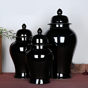 Pot de gingembre noir le plus vendu avec décor de vase en céramique de style Ins de garniture dorée pour la table de bureau à domicile ou le salon - Product Image 2