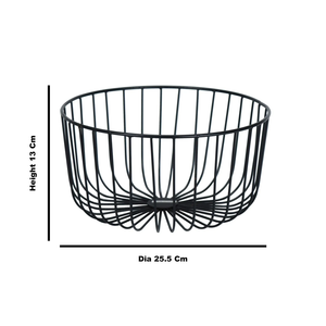 <b>Small</b> Black Metal Wire Fruit and Vegetable <b>Basket</b> Black round Mesh Wire Kitchen Storage and Gift <b>Basket</b> for Food Use - Product Image 4