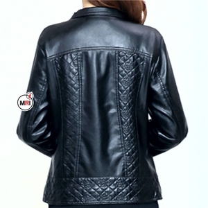แจ็กเก็ตหนังแท้สำหรับผู้หญิงเสื้อแจ็กเก็ตขี่มอเตอร์ไซค์เสื้อแจ็กเก็ตหนังแท้ใส่สบาย - Product Image 5