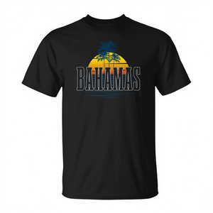 Camiseta de recuerdo de las Bahamas, diseño vintage de playa al atardecer, unisex, talla para adultos - Product Image 2