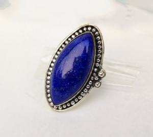 Diseñador hecho a mano 925 plata esterlina Marquesa anillo diamante joyería fina para mujer boda fiesta de compromiso con lapislázuli - Product Image 3