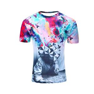 Propio logotipo sublimación Allover impreso hombres venta al por mayor calidad superior 180 GSM Camiseta de manga corta - Product Image 4