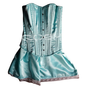 Light Blue Satin Corset with Skirt Steel Boned Party Wear Corset Dress - Product Image 4
