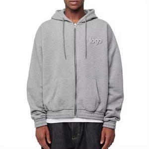 Basics Jersey de algodón para hombre Sudaderas y sudaderas con capucha Diseño personalizado Cremallera de manga larga de gran tamaño Logotipo personalizado Sudaderas con capucha para hombre - Product Image 4