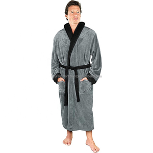 Robe de nuit de luxe en molleton de corail avec logo personnalisé, peignoir pelucheux, ceinture, robe de nuit de haute qualité pour hommes - Product Image 6